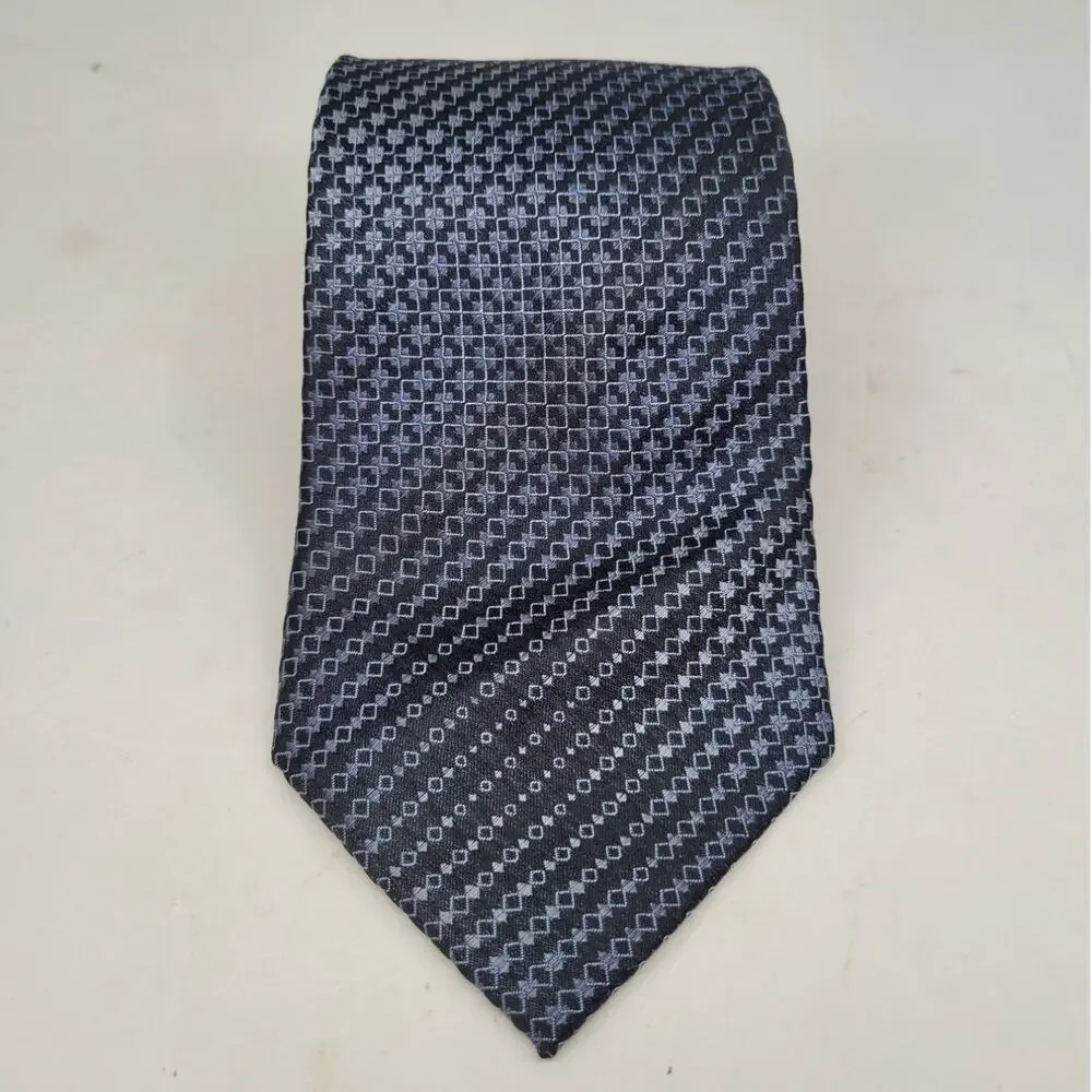 Kenneth Cole Reaction Blue Micro‎ Geometric Silk Tie Sophisticated Modern